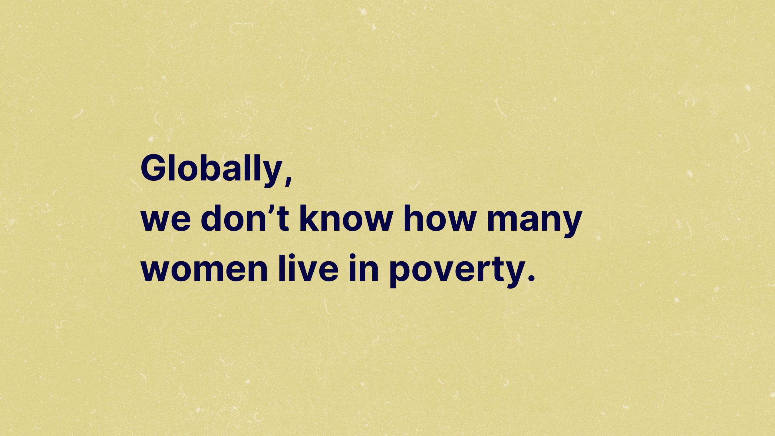 Reads 'Globally, we don't know how many women live in poverty'