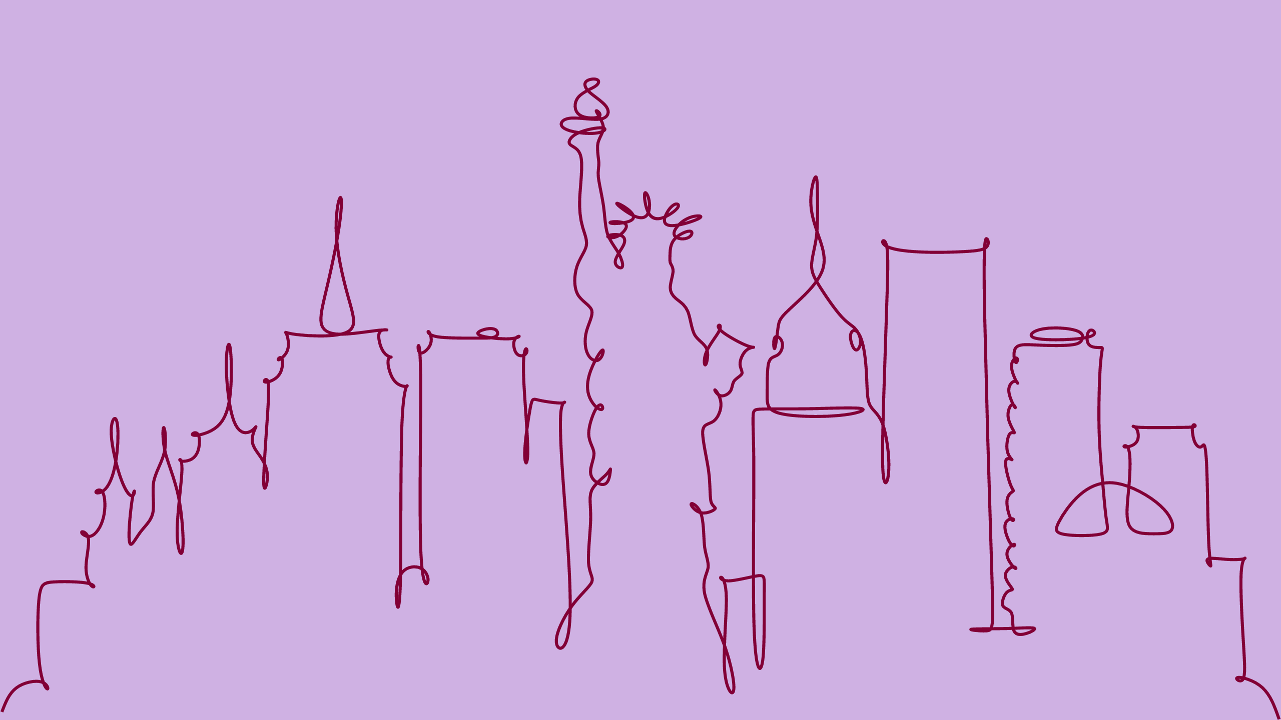 New York city skyline in purple