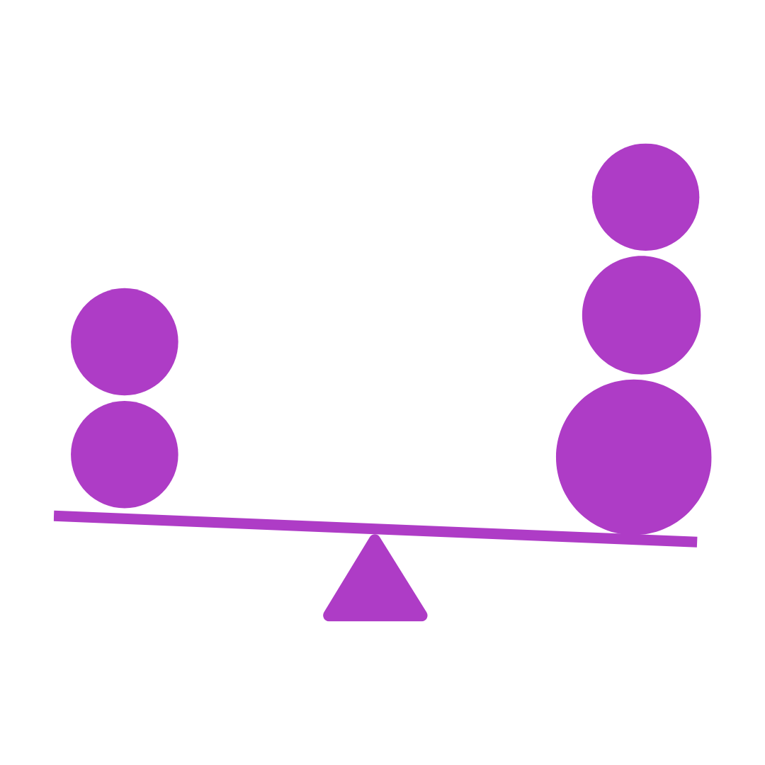 A bright purple and pink exclamation mark. 