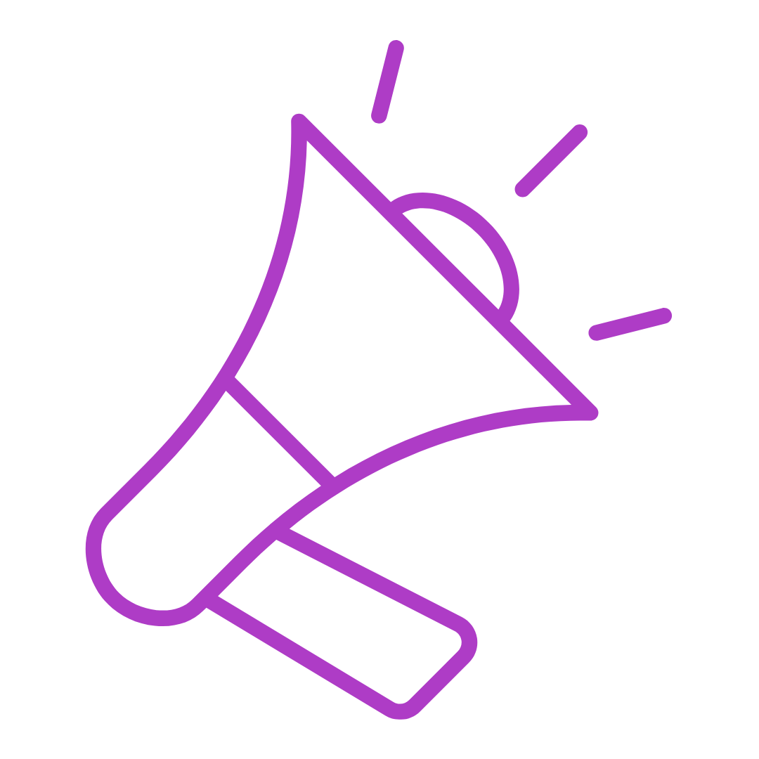 A bright purple and pink exclamation mark. 