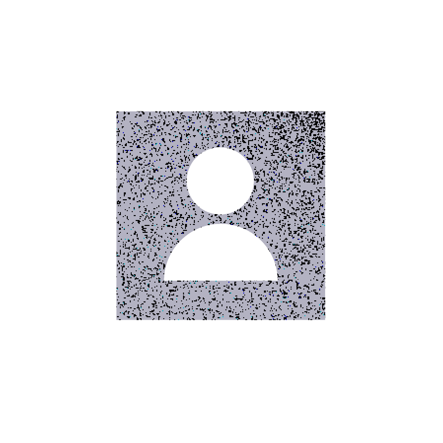 A grey textured icon of a person within a square