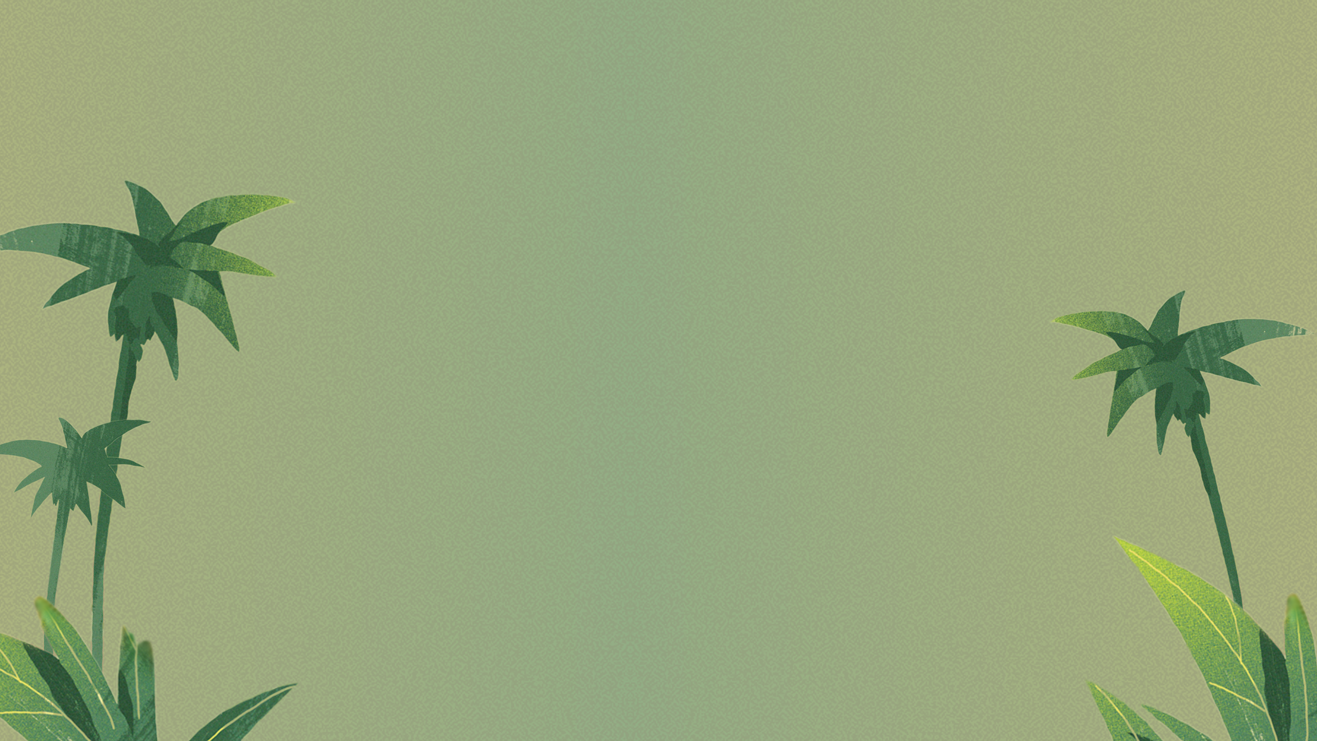 Green ombre background with palm trees on the sides - decorative.