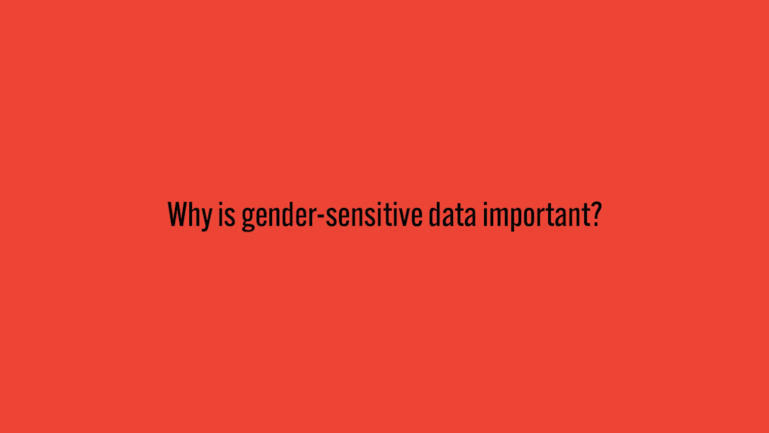 An orange tile that reads 'why is gender-sensitive data important?'