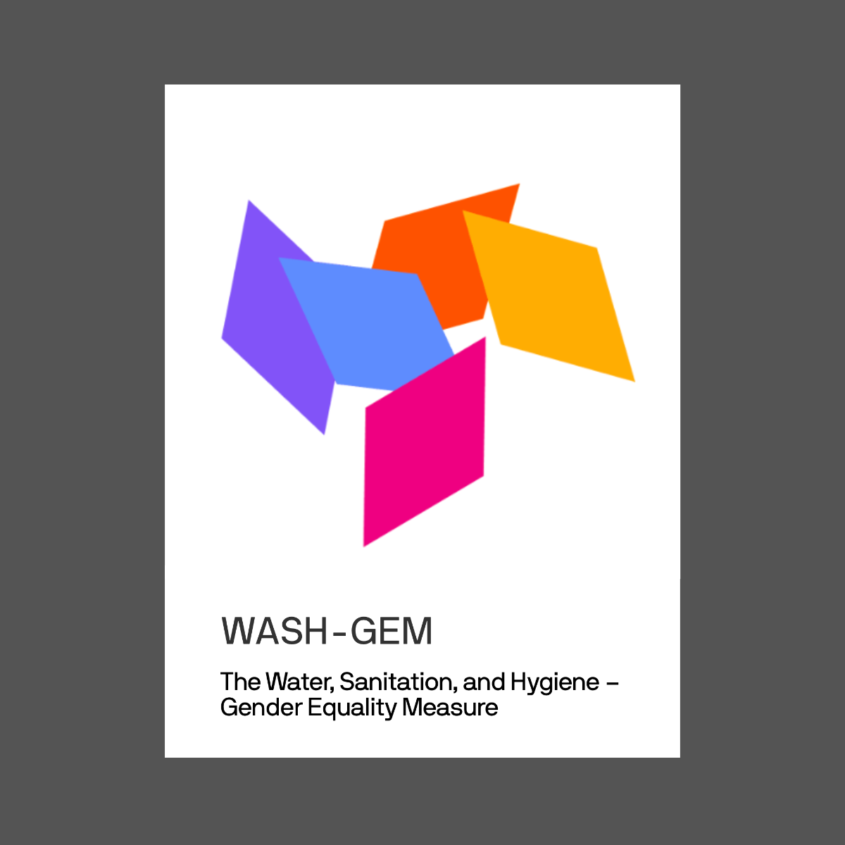 Colourful diamonds with text about the WASH-GEM